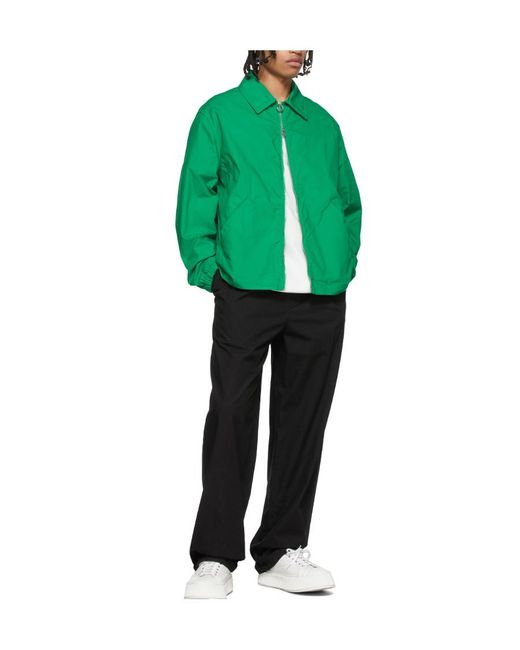 Jil Sander Green Zip-Up Cotton Jacket for men
