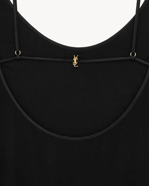 Saint Laurent Black Cassandre Open-Back Knit Dress