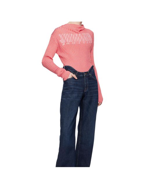 Jean Paul Gaultier Blue Gingham-Pattern Asymmetric-Collar Top for men