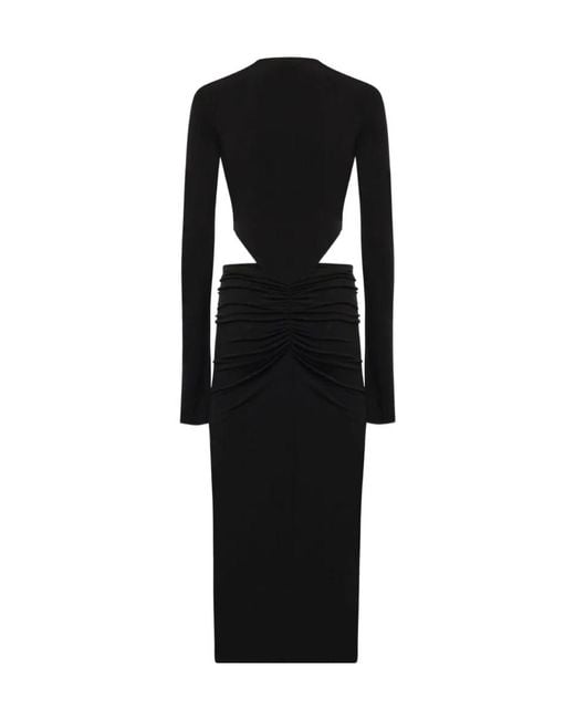 ANDAMANE Black Heloise Cut-Out Ruched Midi Dress