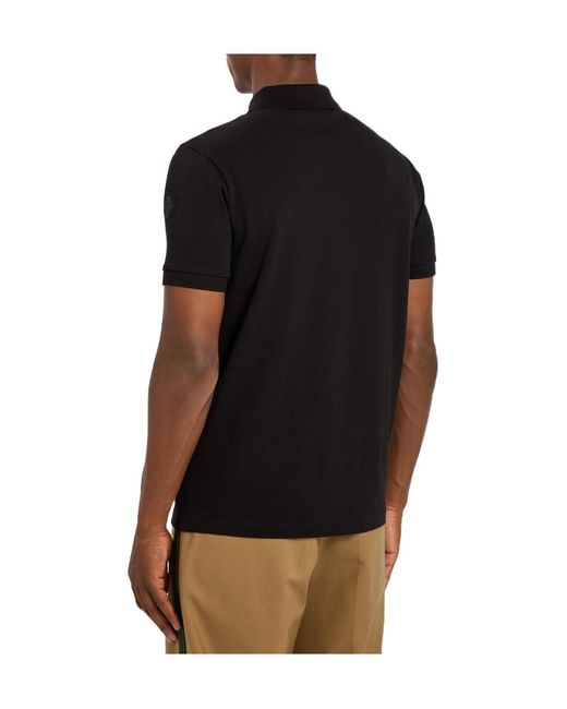Moncler Black Logo-Appliquéd Piqué Cotton Polo Shirt for men