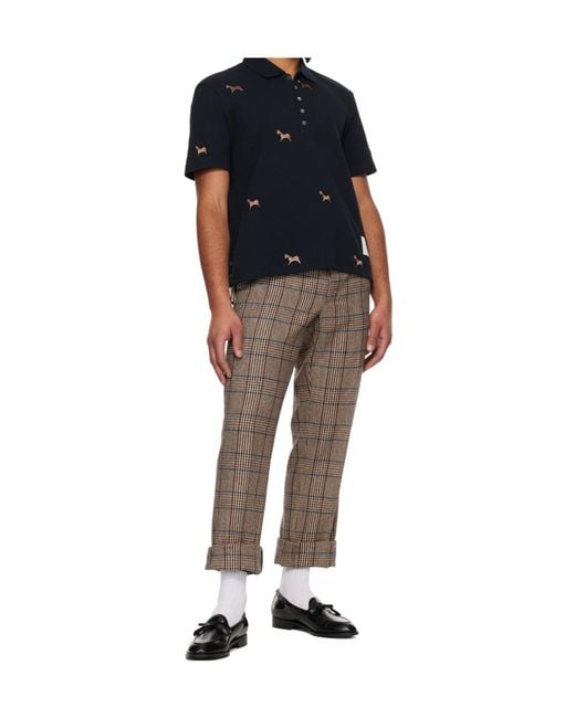 Thom Browne Blue Lunar New Year Pique Horse Embroidery Polo Shirt for men