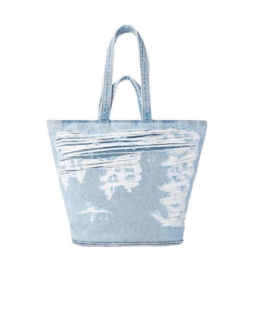 DIESEL Blue Rip-Detailed Tote Bag