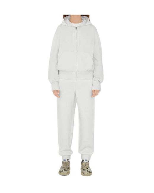 Burberry White Logo-Print Hoodie
