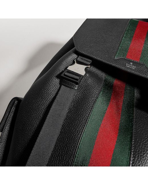 Gucci Black Web Trademark Medium Backpack for men