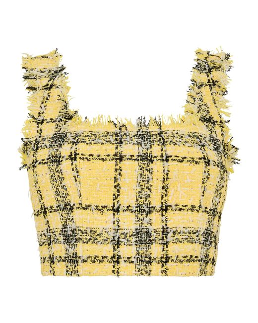 Balmain Metallic Check Tweed Cropped Camisole