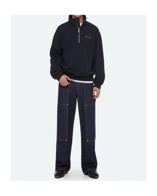 Helmut Lang Blue Small Logo Quarter-Zip for men