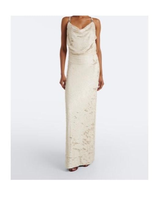 Coperni White Draped Open-Back Sequined Maxi Dress
