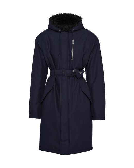 Prada Blue Technical Canvas Raincoat for men