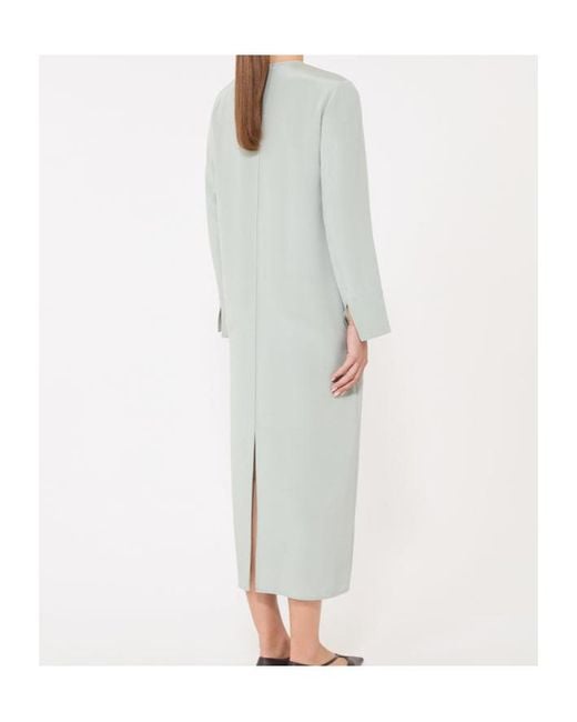 Max Mara Gray Stretch Silk Crepe De Chine Kaftan