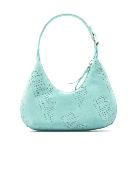 By Far Blue Amber Logo Detailed Zip-Up Shoulder Bag