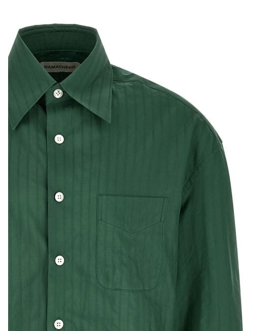 NAMACHEKO Green Striped Shirt for men