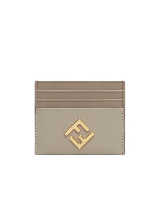 Fendi Natural Ff Diamonds Logo Plaque Cardholder