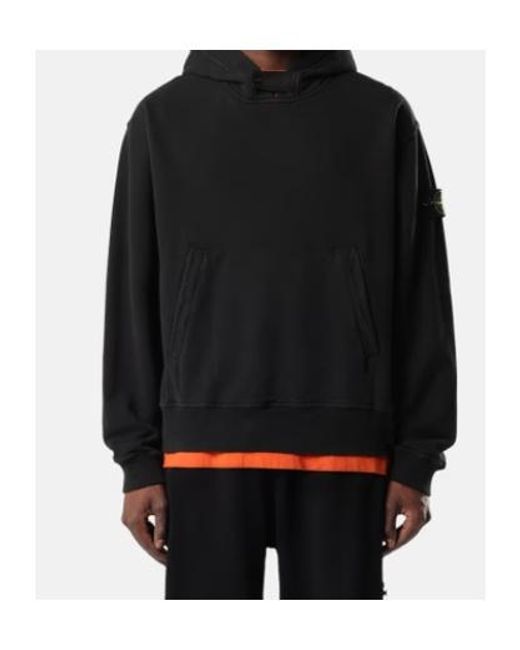 Stone Island Black Logo-Patch Pouch-Pocket Hoodie for men