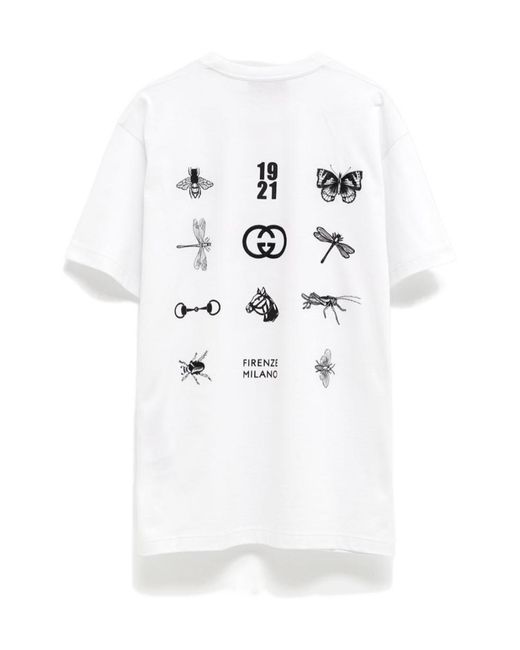 Gucci White Logo Printed Crewneck T-Shirt for men