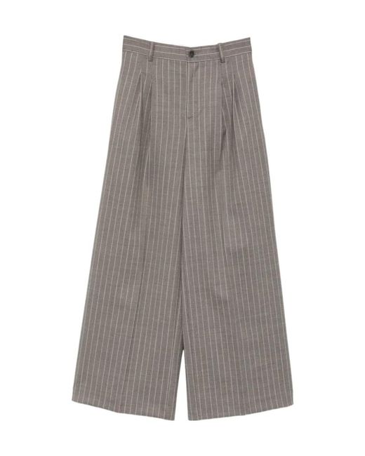 P.A.R.O.S.H. Gray Striped Casual Trousers