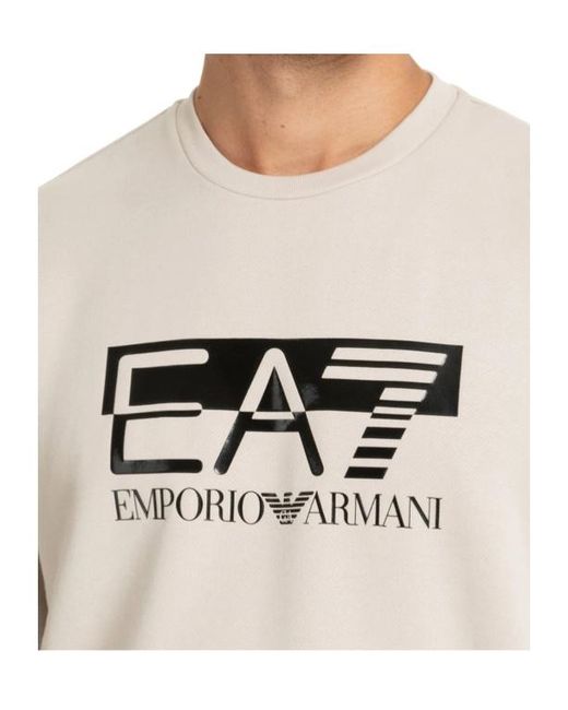EA7 Gray Visibility Crew-Neck Cotton Sweatshirt for men