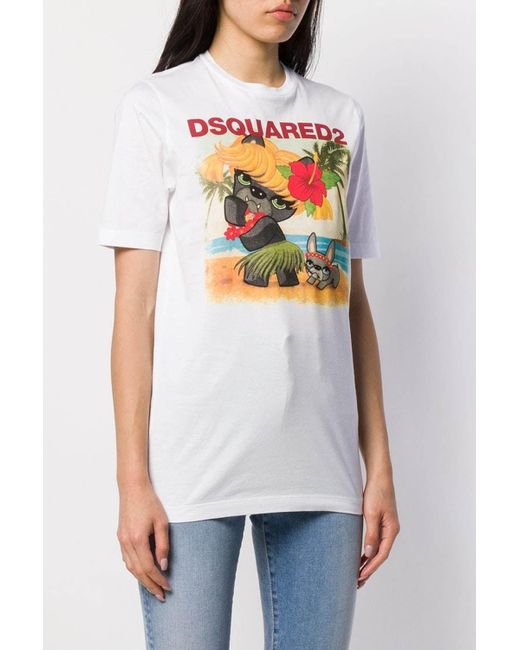 DSquared² White Holiday Pug T-Shirt