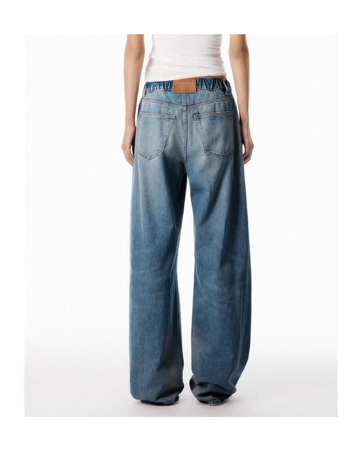 Alexander Wang Blue Drawstring Straight-Leg Jeans