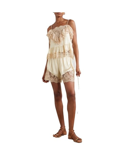 Sea Natural Ethel Lace-Trimmed Satin-Jacquard Shorts