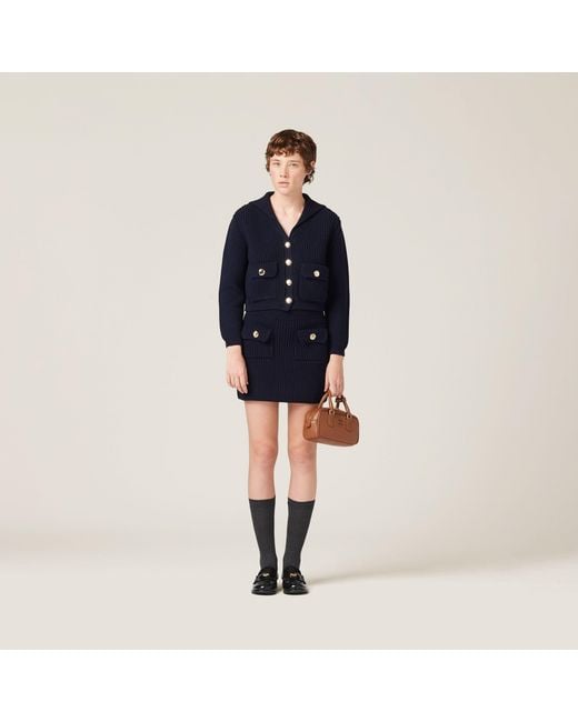 Miu Miu Blue Wool Miniskirt