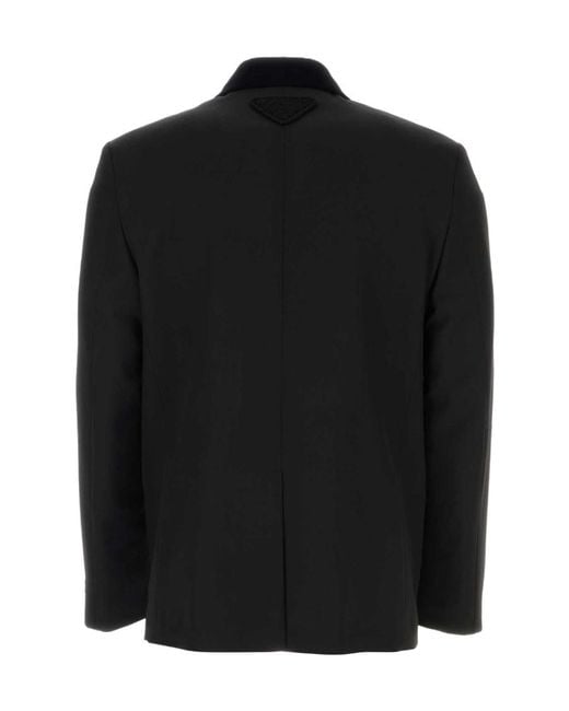 Prada Black Double-Breasted Tailored Blazer for men