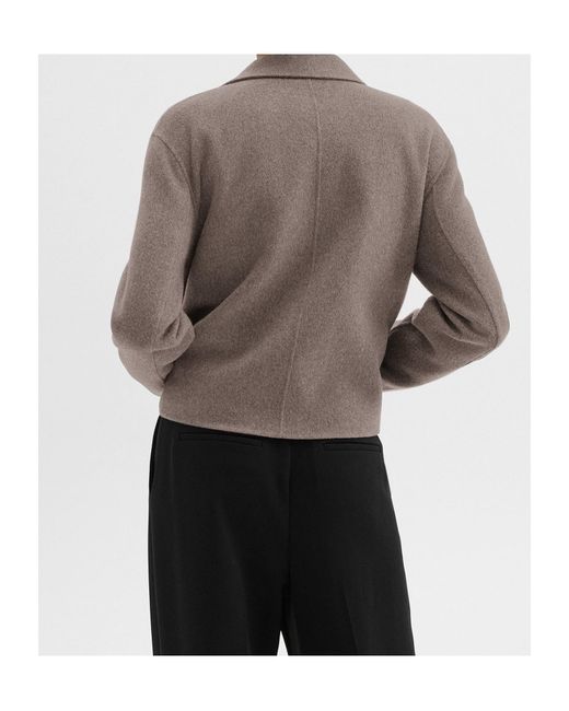 Theory Gray Double-Sided Wool Cashmere Casual Cardigan Jacket