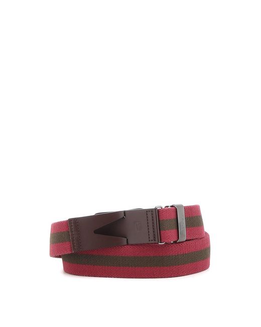 Tod's Purple Striped Snap-Buckle Belt for men