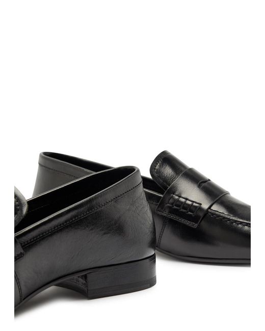 Dries Van Noten Black Square-Toe Leather Loafers