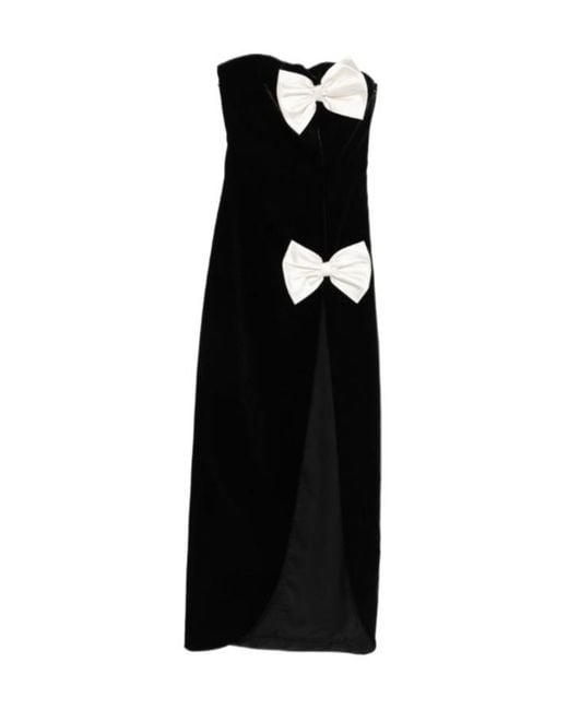 Alessandra Rich Black Bow Detail Velvet Dress