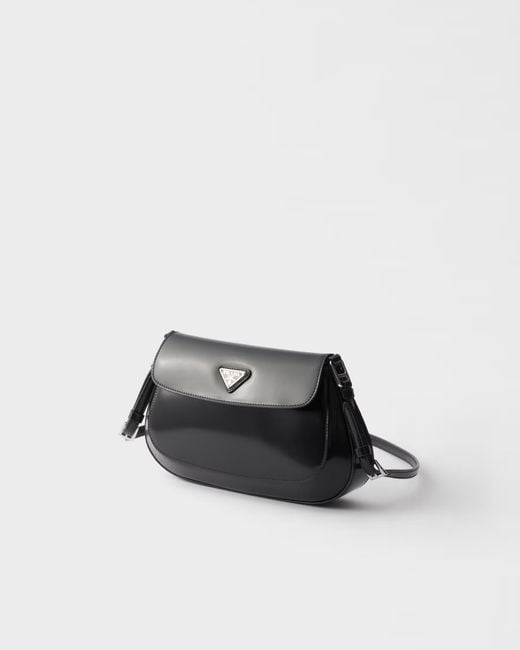 Prada Black Cleo Brushed Leather Shoulder Bag