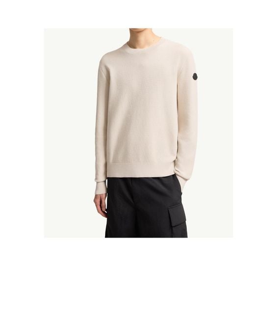 Moncler White Cotton Knit Sweater for men