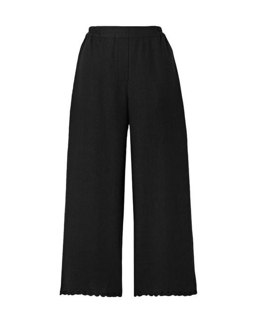 Sleeper Black Sofia Wide-Leg Linen Trousers