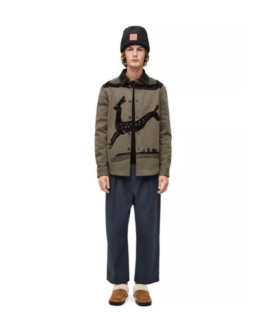 Loewe Brown Deer Intarsia Overshirt for men