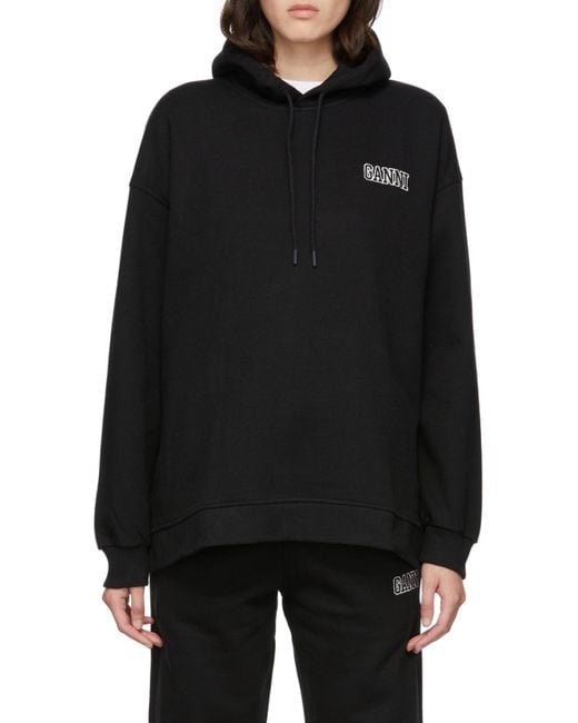 Ganni Blue Oversized Hooded Sweatshirt