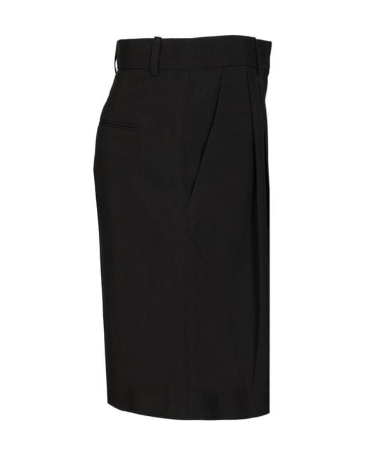 Khaite Black Auggie Pleated Knee-Length Shorts