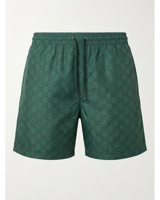 Gucci Green Monogrammed Drawstring Swimwear for men