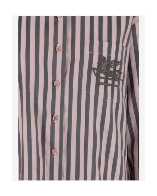 Etro White Striped Button-Up Shirt