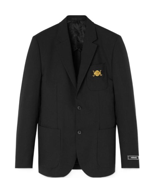 Versace Black Single-Breasted Tailored Blazer for men