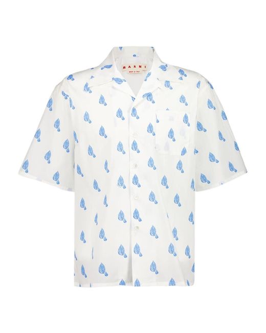 Marni Blue Printed Short-Sleeves Shirt for men