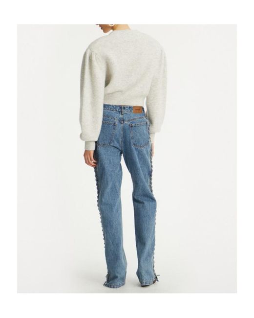 ROTATE BIRGER CHRISTENSEN Blue Laced Straight-Leg Jeans