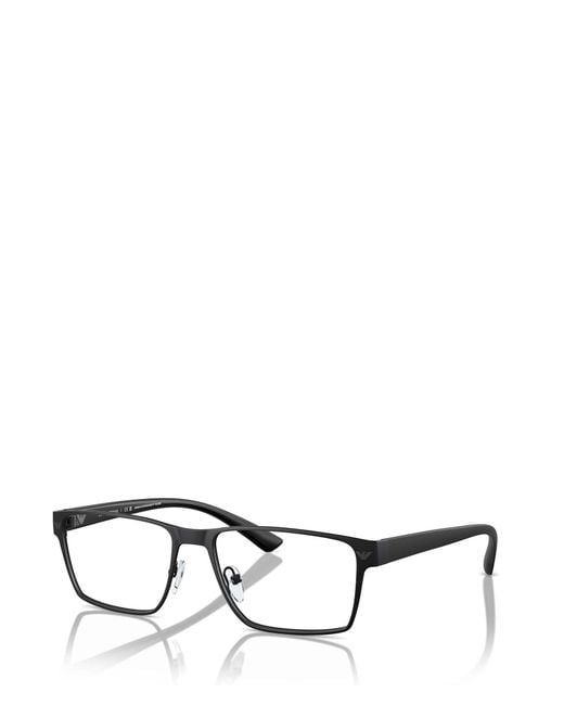 Emporio Armani Metallic Matte Effect Rectangular Frame Glasses for men