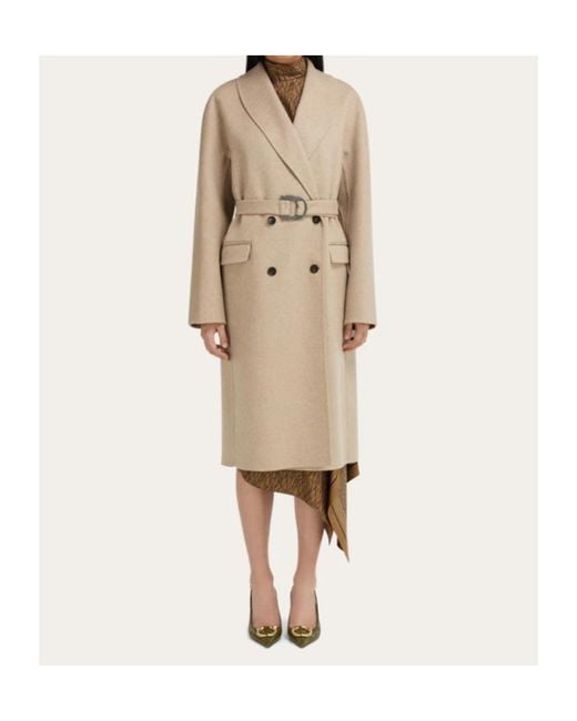 Ferragamo Natural Double Breasted Coat