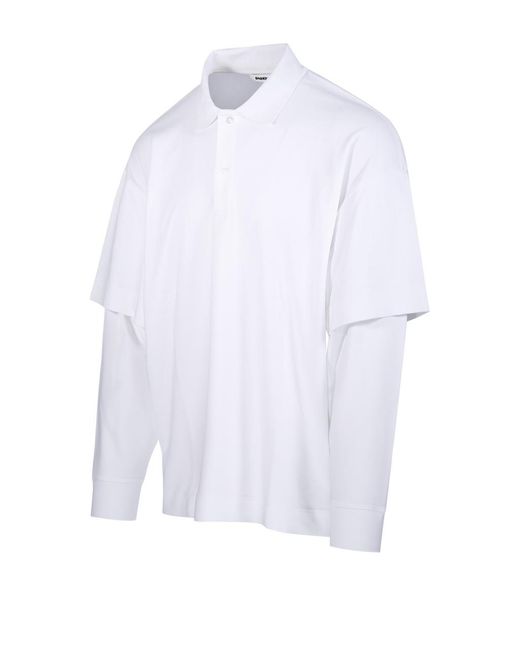DARKPARK White Long-Sleeved Layered Polo Shirt for men