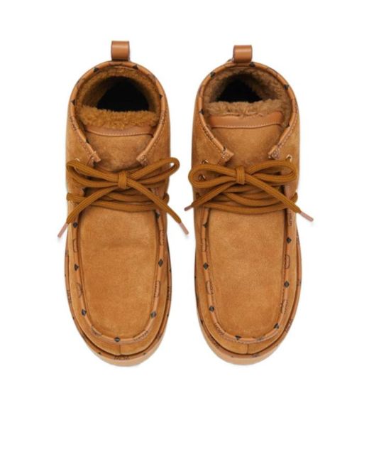 MCM Brown Suede Platform Ankle Boots