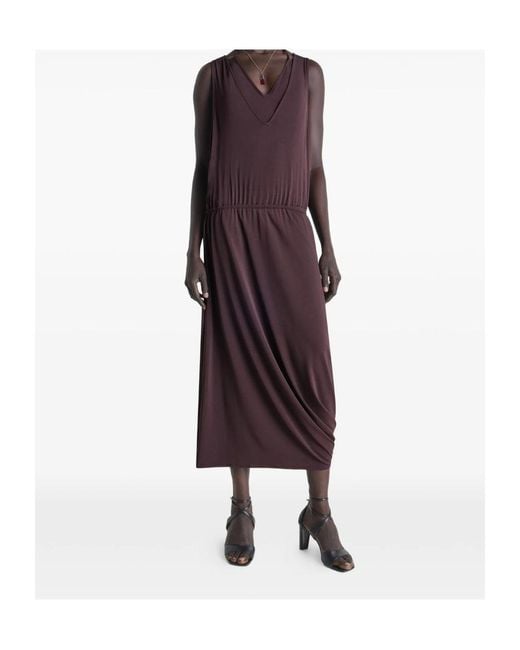 Lemaire Purple Ruched Sleeveless Dresses