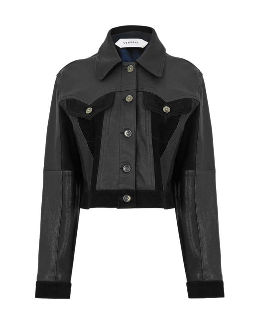 Versace Black Leather Slim Blouson
