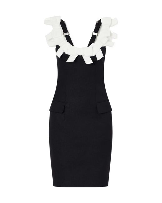 ShuShu/Tong Black Bow-Detailed Grain De Poudre Mini Dress
