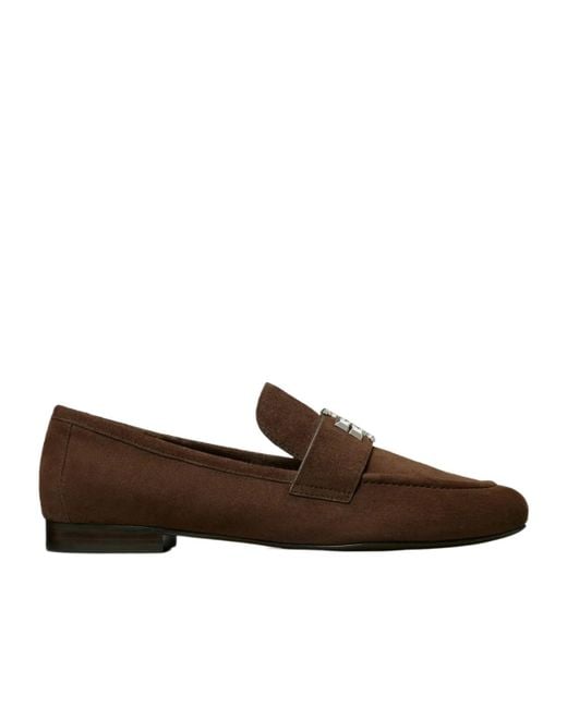 Tory Burch Brown Eleanor Logo Plaque Loafers