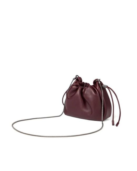 Brunello Cucinelli Brown Mellow Drawstring Small Bucket Bag